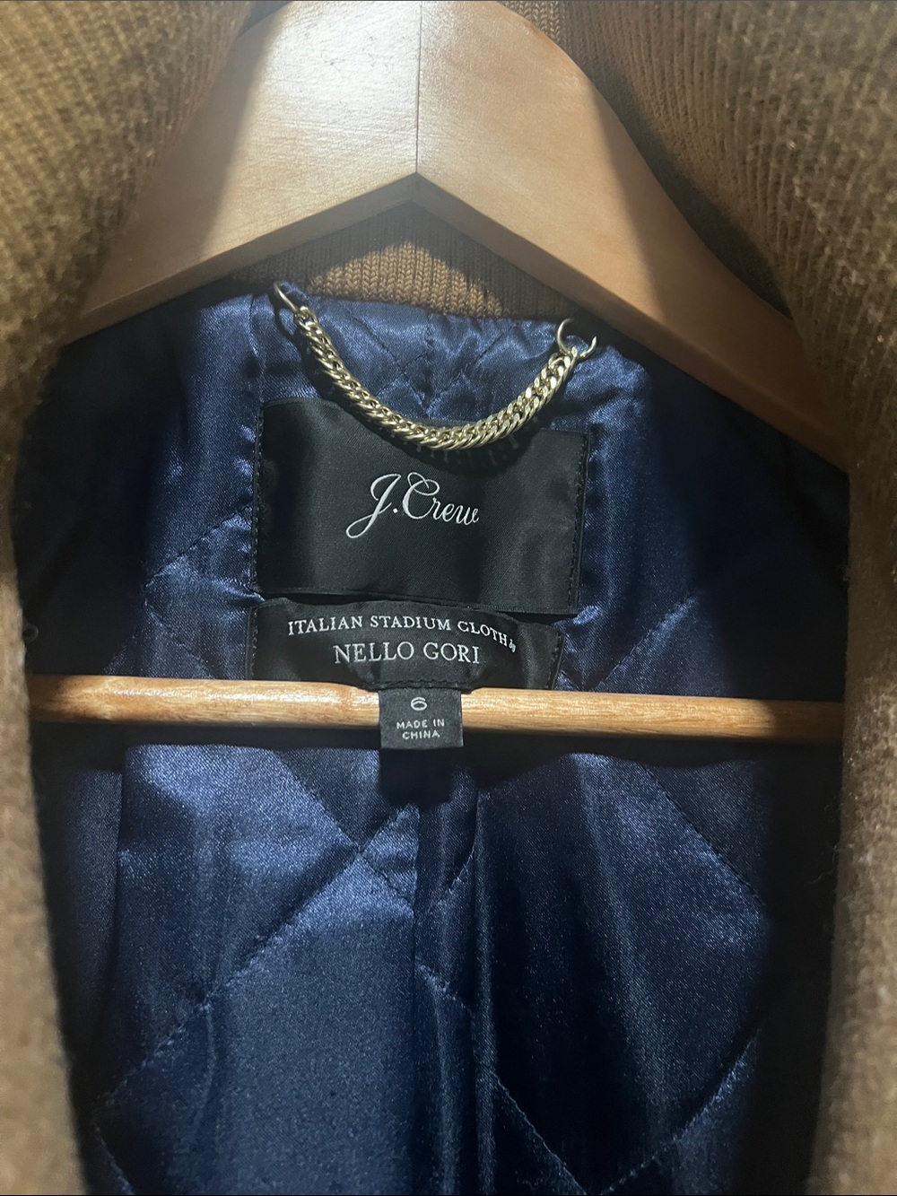 J. Crew Camel Wool Peacoat with Navy Quilted Lining - Picture 6 of 6
